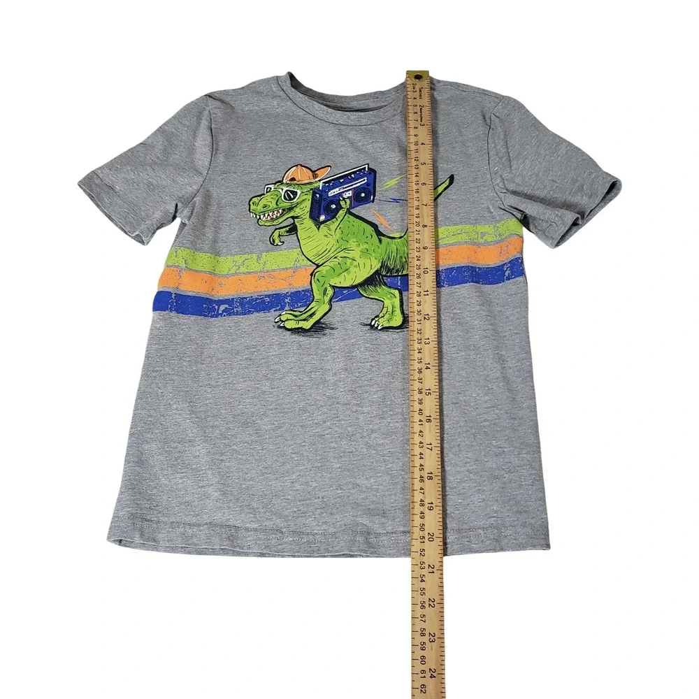 Tommy Bahama Boys Gray T-Rex Boombox Graphic Tee Shirt Size M 7/8